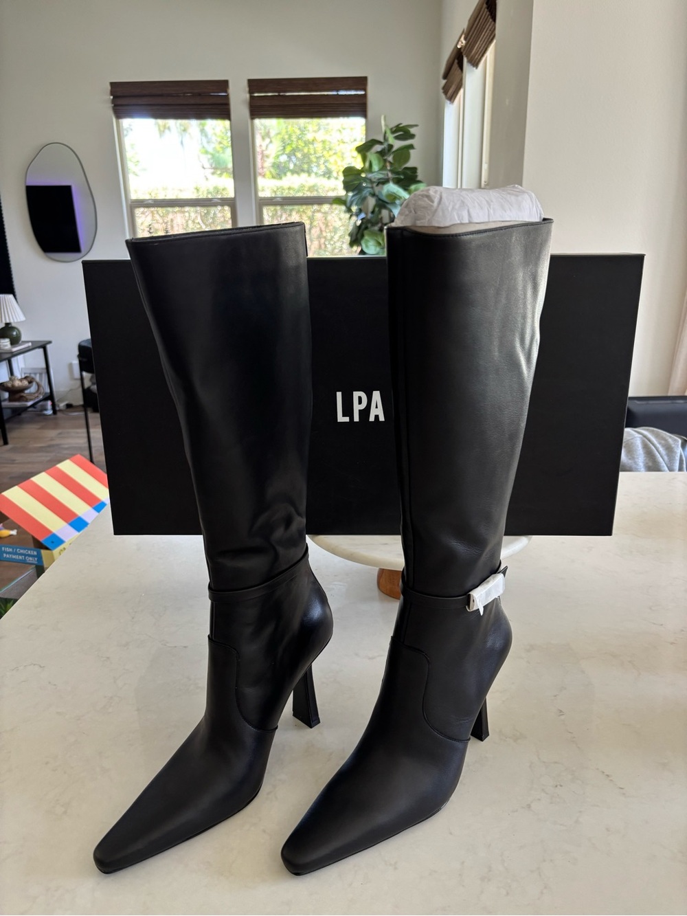 LPA Black Pointed Toe Knee-High Stiletto Boots